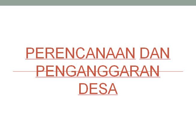 Perencanaan dan Penganggaran Desa