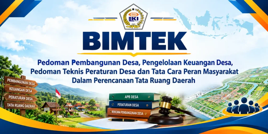 Bimtek Pedoman pembangunan Desa, Pengelolaan Keuangan Desa, Pedoman Teknis Peraturan desa dan Tata Cara Peran Masyarakat Dalam Perencanaan Tata Ruang Daerah
